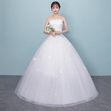 Sen series light wedding dress tube top was thin Korean dream princess trailing super fairy bride knot wedding dress 2021 new