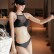 Black bikini lace see-through sexy backless triangle swimsuit steel support gathered small breast bikini female swimsuit