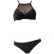 Black bikini lace see-through sexy backless triangle swimsuit steel support gathered small breast bikini female swimsuit