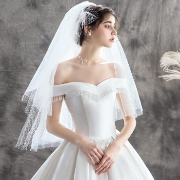 Satin wedding dress 2021 new bride one shoulder simple Hepburn was thin female little man Sen super fairy trailing winter