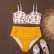 European and American new sexy bikini ruffled multicolor printing large size pleated ladies high waist large size swimsuit