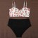 European and American new sexy bikini ruffled multicolor printing large size pleated ladies high waist large size swimsuit