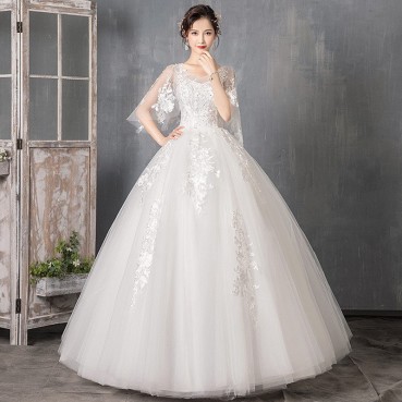 Long-sleeved wedding dress 2021 new bride trailing Hepburn heavy industries forest super fairy dream lace new products