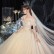 Starry sky main wedding dress with big trailing tail 2021 new temperament bride one shoulder Sen system super fairy dream French light and thin