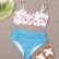 European and American new sexy bikini ruffled multicolor printing large size pleated ladies high waist large size swimsuit
