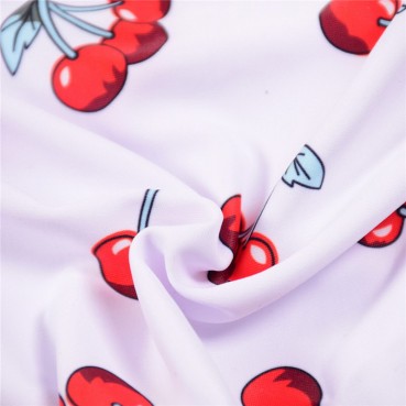 Hot selling European and American hot models cherry print three-point bikini sexy small chest open back swimsuit women in stock