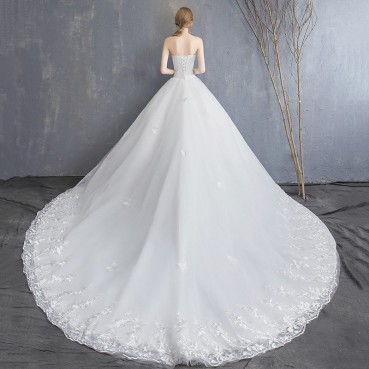 Sen series light wedding dress tube top was thin Korean dream princess trailing super fairy bride knot wedding dress 2021 new