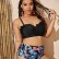 European and American new sexy bikini ruffled multicolor printing large size pleated ladies high waist large size swimsuit