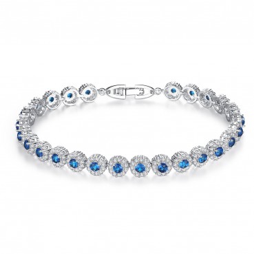 AAA zircon micro-inlaid blue scale bracelet, full of diamonds, fashion and simplicity, electroplated white gold