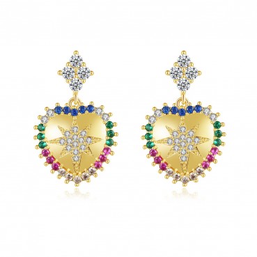 Boudoir temperament women's new gold-plated heart-shaped earrings Korean fashion simple earrings