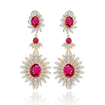 European and American fashion rainy night flower earrings AAA zircon exaggerated atmosphere dinner earrings bridal jewelry