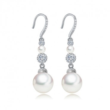 Hearty incense steel pin earrings shell beads European and American style AAA zircon