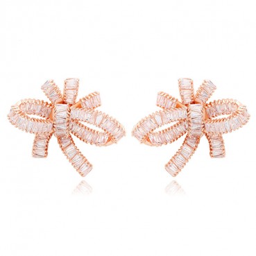 Light rain earrings AAA zircon ladder square earrings fashion European and American popular bridal earrings factory wholesale