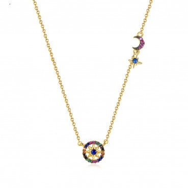 New style gold-plated copper inlaid zircon personality clavicle chain Fashion temperament women's necklace