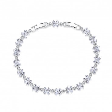 Platinum-plated European and American fashion temperament bracelet, personality female white copper inlaid zircon bracelet