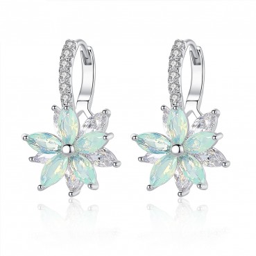 Platinum-plated colorful orchid earrings temperament Korean fashion simple small ear buckle ladies earrings earrings