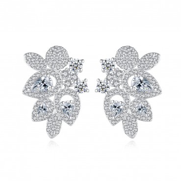 Qianye new European and American fashion copper inlaid zircon earrings women's sweet earrings factory wholesale