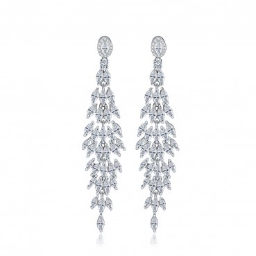 Super dazzling zircon tassel earrings femininity, electroplated platinum, simple and personalized long earrings