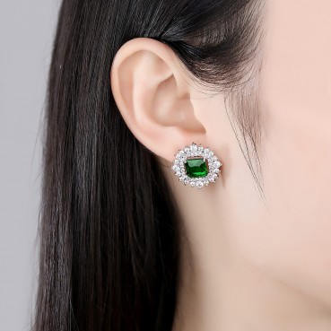 Bi芰 new copper inlaid zircon women's earrings Korean fashion style earrings