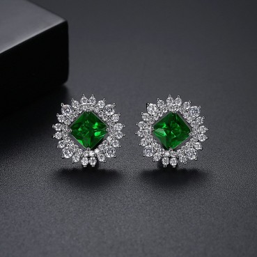 Bi芰 new copper inlaid zircon women's earrings Korean fashion style earrings