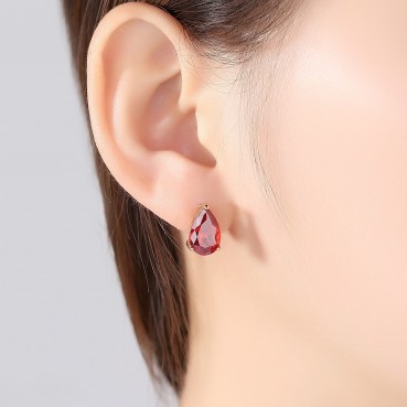 Lover's Tears AAA Zircon Earrings Water Drops 8*12 Zircon Champagne Gold Real Gold Plating Female