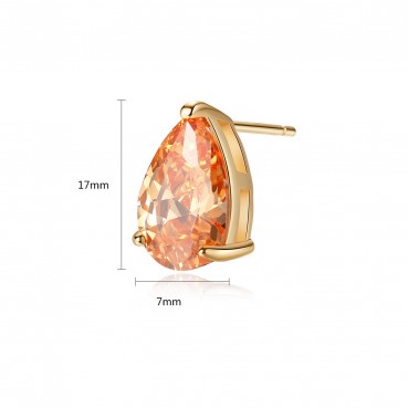 Lover's Tears AAA Zircon Earrings Water Drops 8*12 Zircon Champagne Gold Real Gold Plating Female