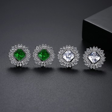 Bi芰 new copper inlaid zircon women's earrings Korean fashion style earrings