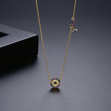 New style gold-plated copper inlaid zircon personality clavicle chain Fashion temperament women's necklace