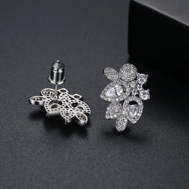Qianye new European and American fashion copper inlaid zircon earrings women's sweet earrings factory wholesale
