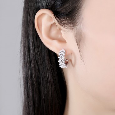 Moyu's new Korean style inlaid zircon earrings, personalized fashion pearl earrings