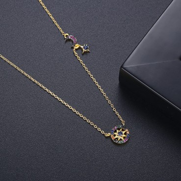 New style gold-plated copper inlaid zircon personality clavicle chain Fashion temperament women's necklace