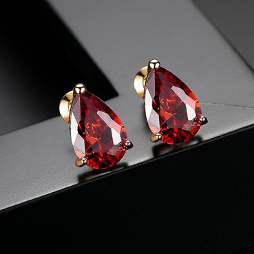 Lover's Tears AAA Zircon Earrings Water Drops 8*12 Zircon Champagne Gold Real Gold Plating Female