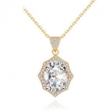 Egg-shaped copper inlaid 3A zircon irregular Korean pendant necklace women's jewelry manufacturers