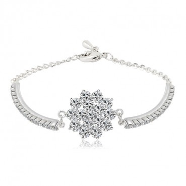 Flower charm bracelet, copper inlaid with 3A zircon, fashion Korean bracelet bracelet wholesale, factory wholesale, female