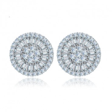 Heart of the Soul Earrings AAA Small Round Ladder Cubic Zirconia Pave Disc Earrings Commuter Manufacturers