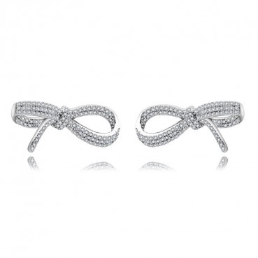 Lucky Bow Earrings Atmospheric Korean AAA Zircon Women's Earrings