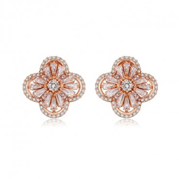 Night's little thought earrings Korean style popular four-leaf ladies earrings AAA zircon earrings factory wholesale