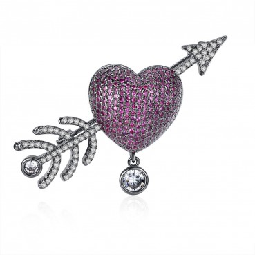 Picchute Arrow Brooch AAA Zircon New Korean Fashion Women's Heart-shaped Corsage Jacket Pin