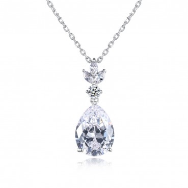 Women's new AAA zircon water drop necklace Korean style explosive fashion copper inlaid zircon factory wholesale