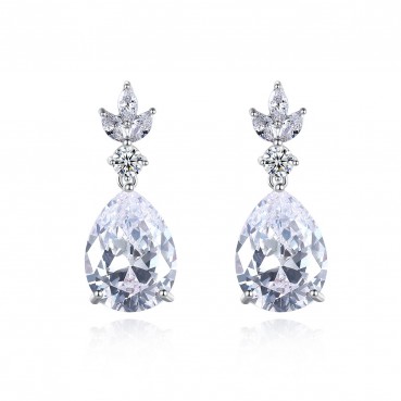 Women's new style AAA zircon water drop earrings Korean style explosion style fashion copper inlaid zircon factory wholesale