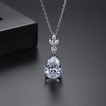 Women's new AAA zircon water drop necklace Korean style explosive fashion copper inlaid zircon factory wholesale