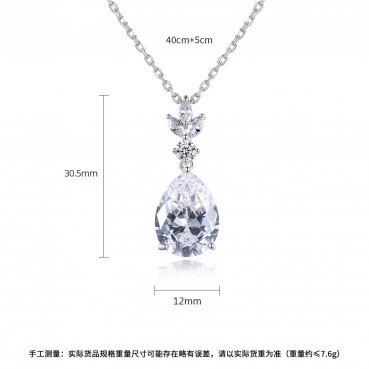 Women's new AAA zircon water drop necklace Korean style explosive fashion copper inlaid zircon factory wholesale