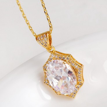 Egg-shaped copper inlaid 3A zircon irregular Korean pendant necklace women's jewelry manufacturers