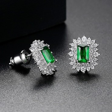 Rubik's cube earrings AAA zircon inlaid European and American atmosphere fashion square zircon earring gift female