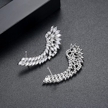 Pian Pian ear bone clip European and American fashion copper inlaid 3A zircon silver needle ear hook wholesale jewelry factory wholesale