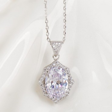 Egg-shaped copper inlaid 3A zircon irregular Korean pendant necklace women's jewelry manufacturers