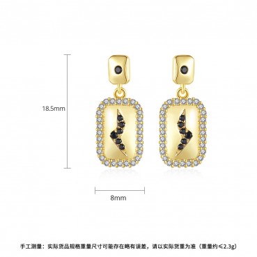 New style copper-inlaid zircon Korean women's earrings, stylish and stylish geometric earrings