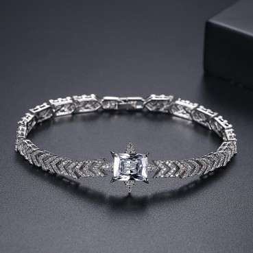 Huan Shan fashion copper inlaid zircon bracelet Korean version of real gold plating women's bracelet