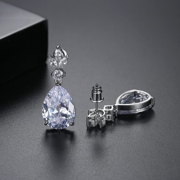 Women's new style AAA zircon water drop earrings Korean style explosion style fashion copper inlaid zircon factory wholesale