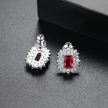 Rubik's cube earrings AAA zircon inlaid European and American atmosphere fashion square zircon earring gift female